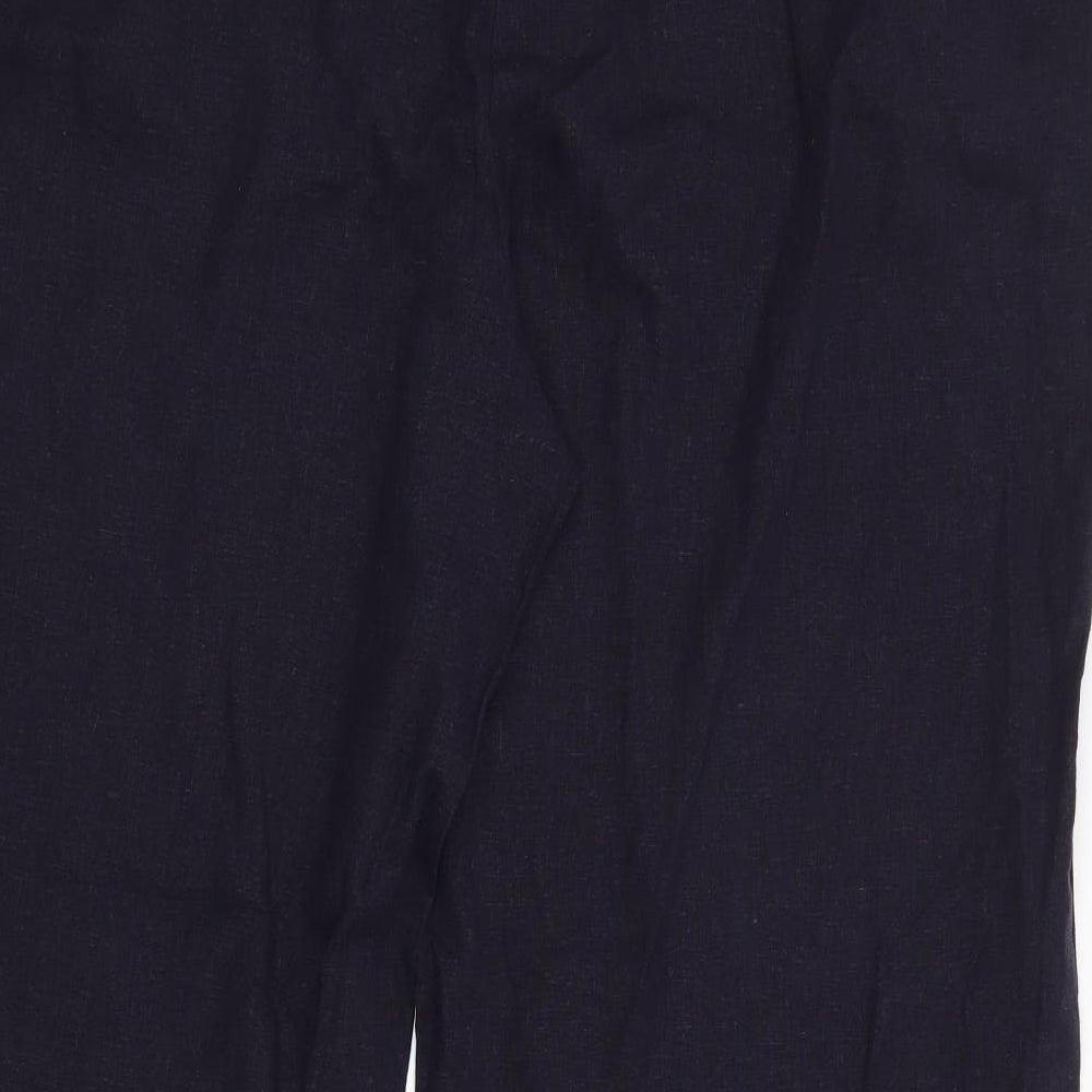 Papaya Womens Blue  Linen Trousers  Size 20 L28 in Regular Zip