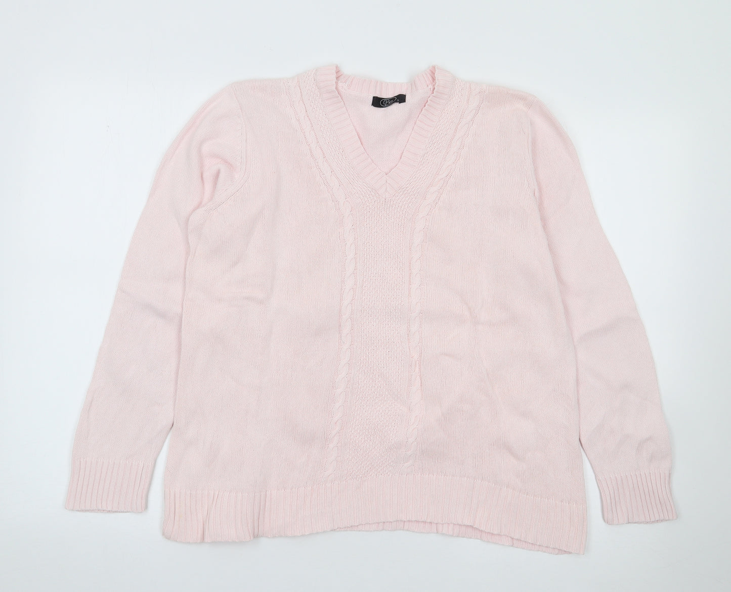 Bonmarche' Womens Pink V-Neck  Acrylic Pullover Jumper Size S