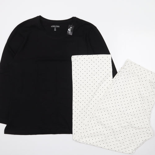Dunnes Womens Black Polka Dot 100% Cotton Top Pyjama Set Size L