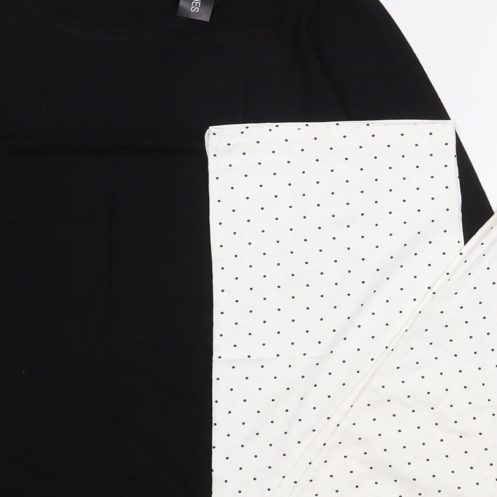 Dunnes Womens Black Polka Dot 100% Cotton Top Pyjama Set Size L