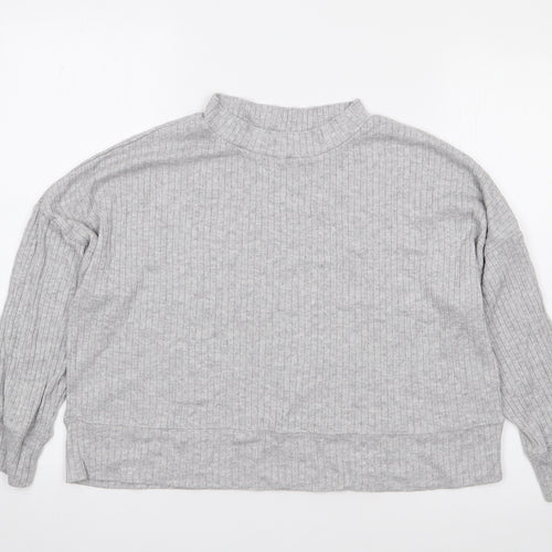 Primark Womens Grey  Viscose Jersey T-Shirt Size S High Neck - Ribbed