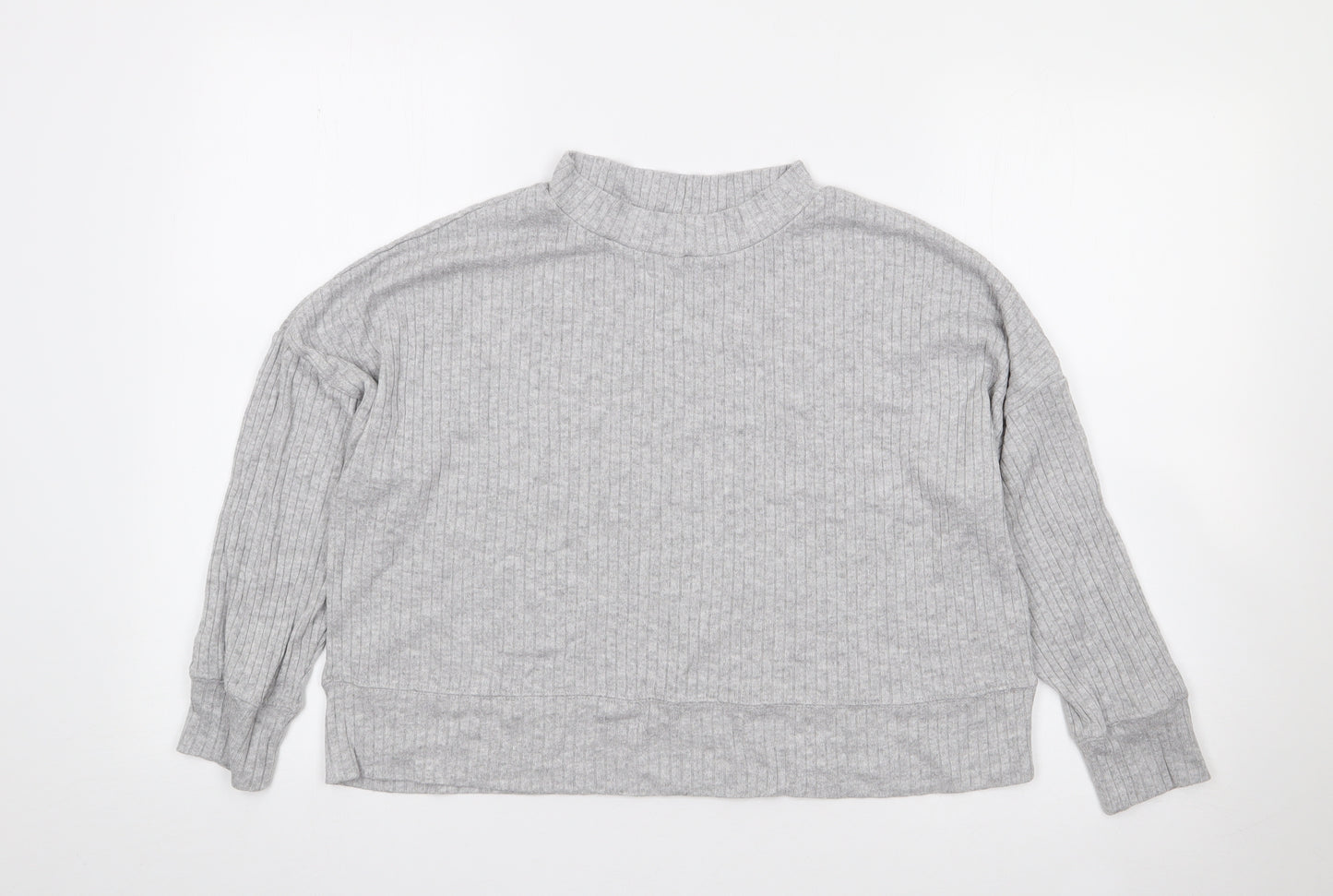 Primark Womens Grey  Viscose Jersey T-Shirt Size S High Neck - Ribbed