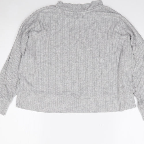 Primark Womens Grey  Viscose Jersey T-Shirt Size S High Neck - Ribbed