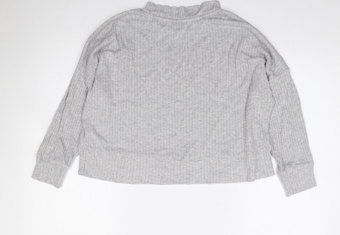 Primark Womens Grey  Viscose Jersey T-Shirt Size S High Neck - Ribbed