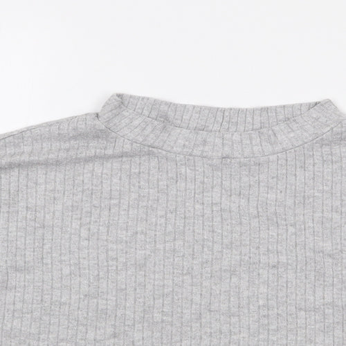 Primark Womens Grey  Viscose Jersey T-Shirt Size S High Neck - Ribbed