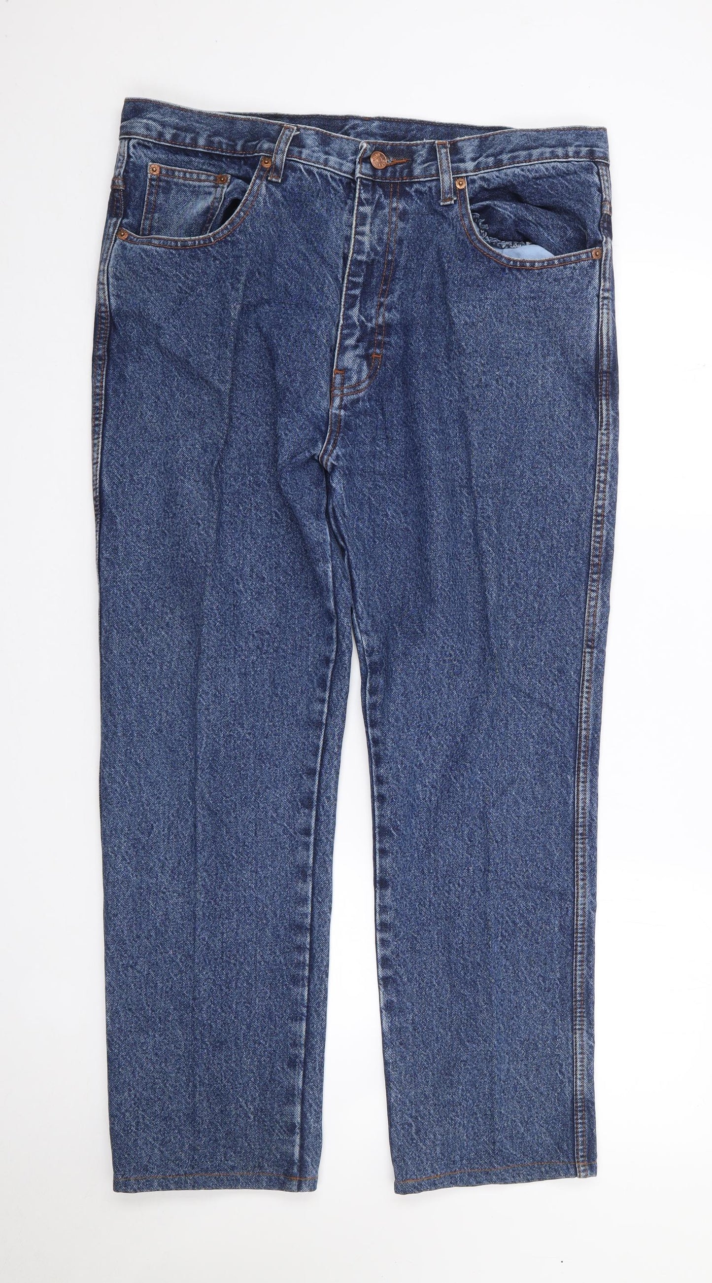 Aztec Jeans Mens Blue  Cotton Straight Jeans Size 36 in L27 in Regular Zip