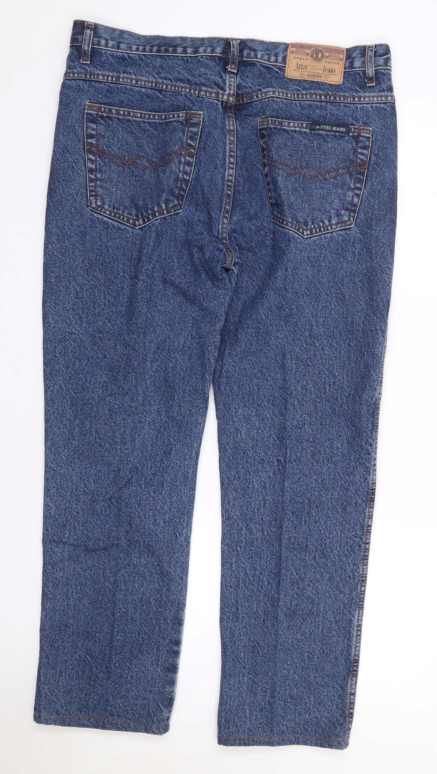 Aztec Jeans Mens Blue  Cotton Straight Jeans Size 36 in L27 in Regular Zip
