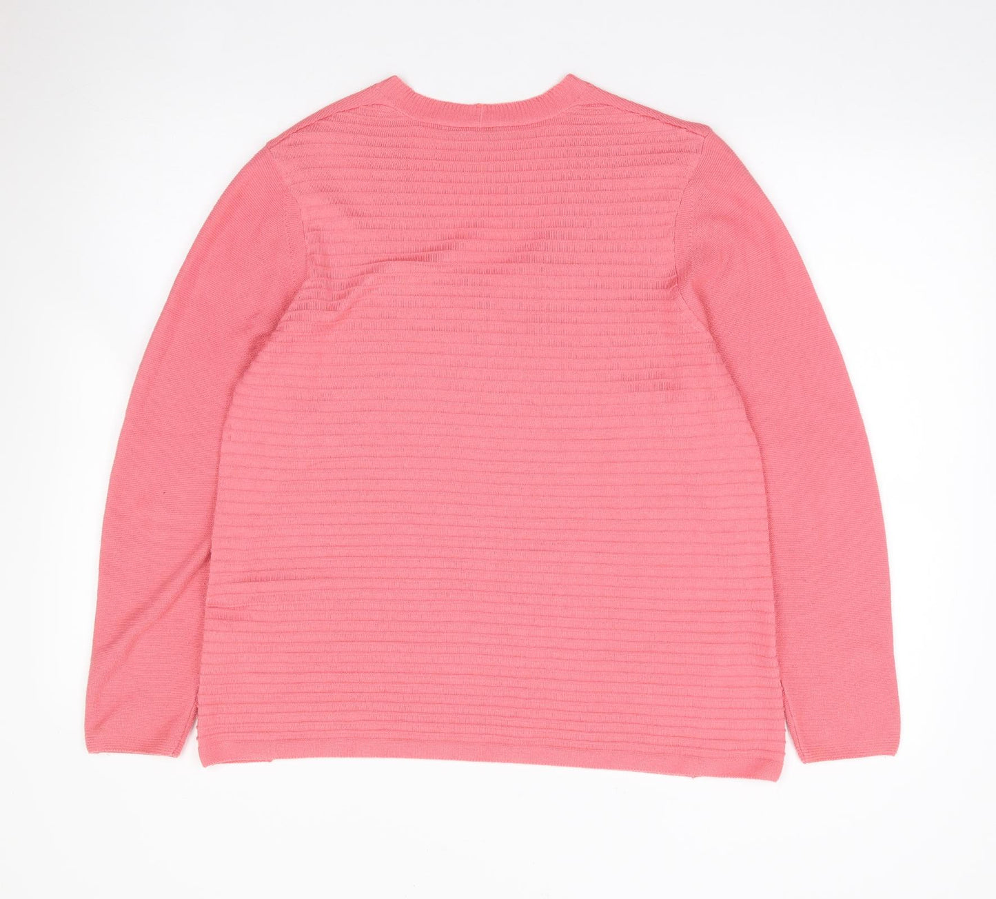 Olsen Womens Pink V-Neck  Cotton Pullover Jumper Size 14