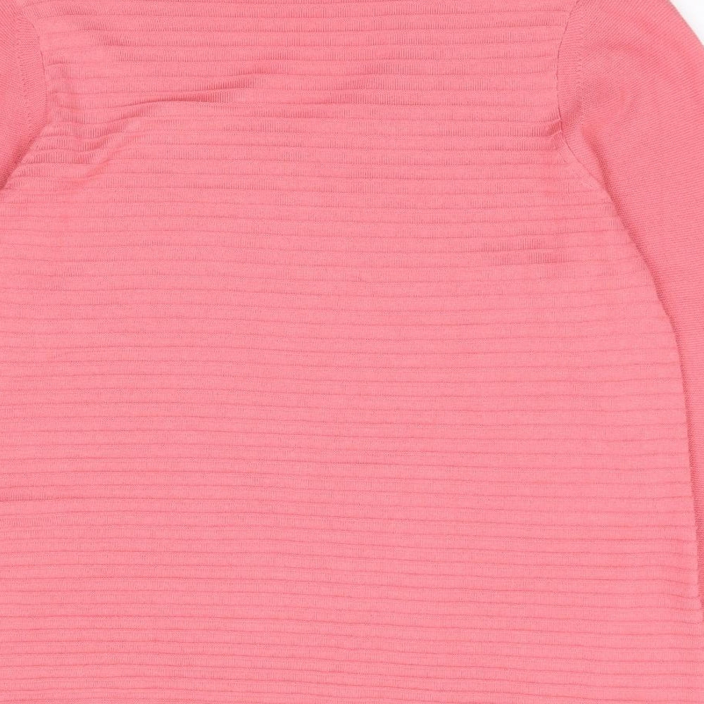 Olsen Womens Pink V-Neck  Cotton Pullover Jumper Size 14