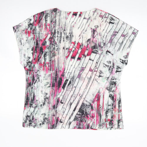 Casamia` Womens Multicoloured Floral Polyester Jersey T-Shirt Size M Round Neck