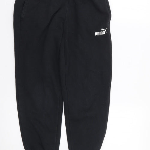 PUMA Boys Black  Cotton Jogger Trousers Size 11-12 Years L23 in Regular Drawstring