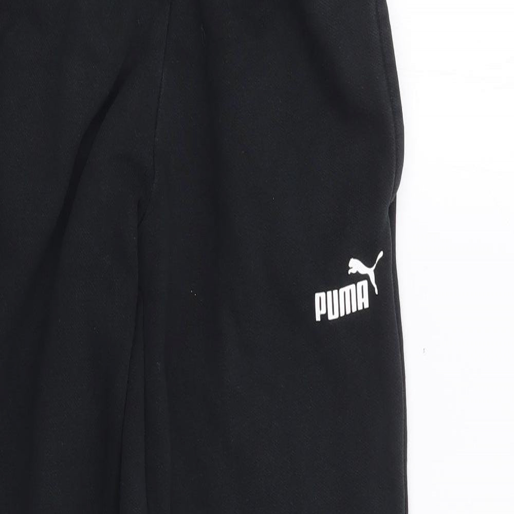 PUMA Boys Black  Cotton Jogger Trousers Size 11-12 Years L23 in Regular Drawstring