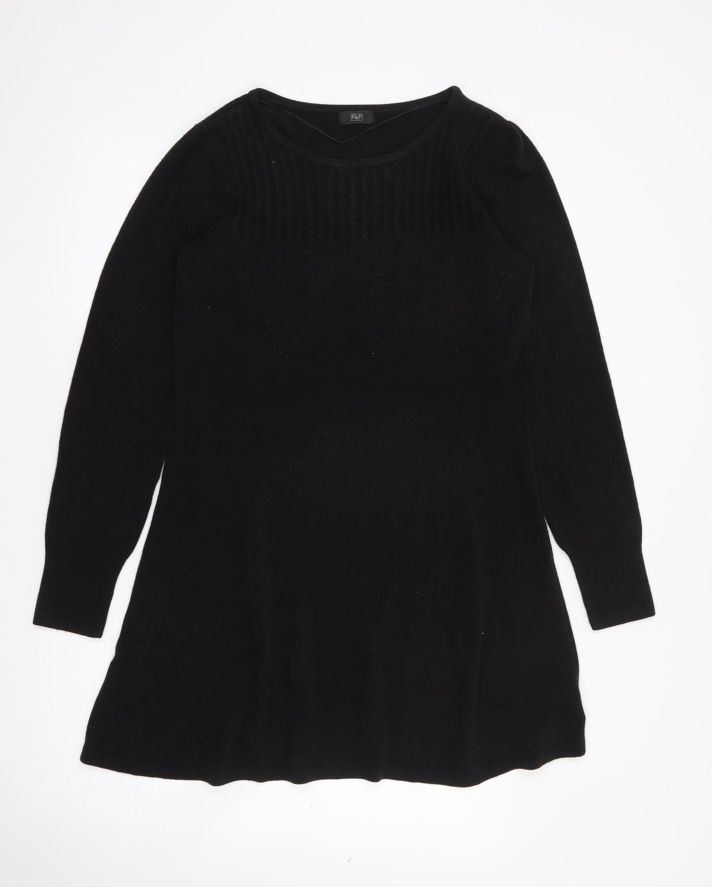 F&F Womens Black  Acrylic Jumper Dress  Size 14  Round Neck Pullover
