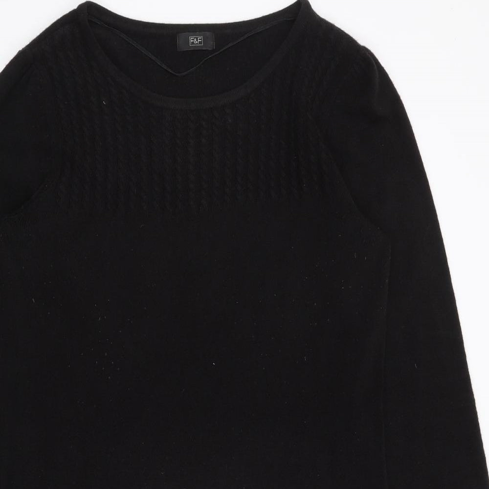 F&F Womens Black  Acrylic Jumper Dress  Size 14  Round Neck Pullover