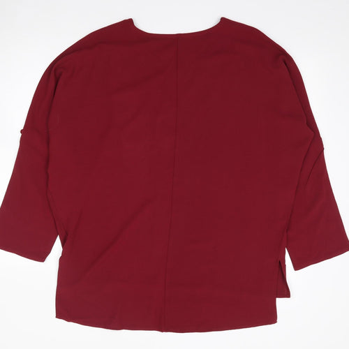 SheIn Womens Red  Polyester Jersey Blouse Size L V-Neck