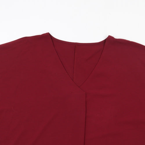 SheIn Womens Red  Polyester Jersey Blouse Size L V-Neck