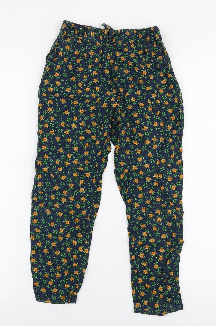 NEXT Girls Multicoloured Floral Viscose Jogger Trousers Size 9 Months Slim Drawstring