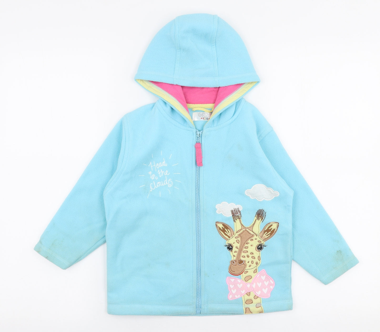 GR8 Kids Girls Blue   Jacket  Size 3-4 Years  Zip - Giraffe