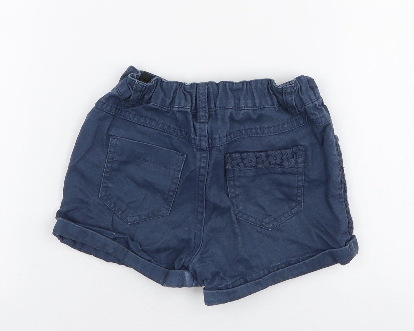 F&F Girls Blue  Cotton Mom Shorts Size 5-6 Years  Regular Zip