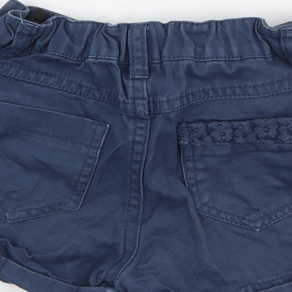 F&F Girls Blue  Cotton Mom Shorts Size 5-6 Years  Regular Zip