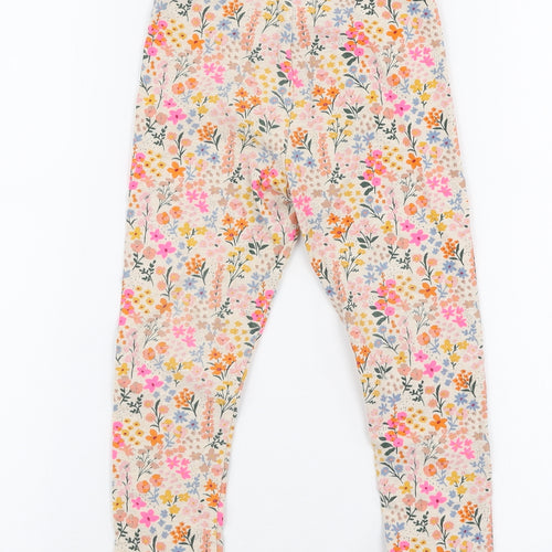 NEXT Girls Multicoloured Floral Cotton Jogger Trousers Size 3-4 Years  Slim Pullover - leggings