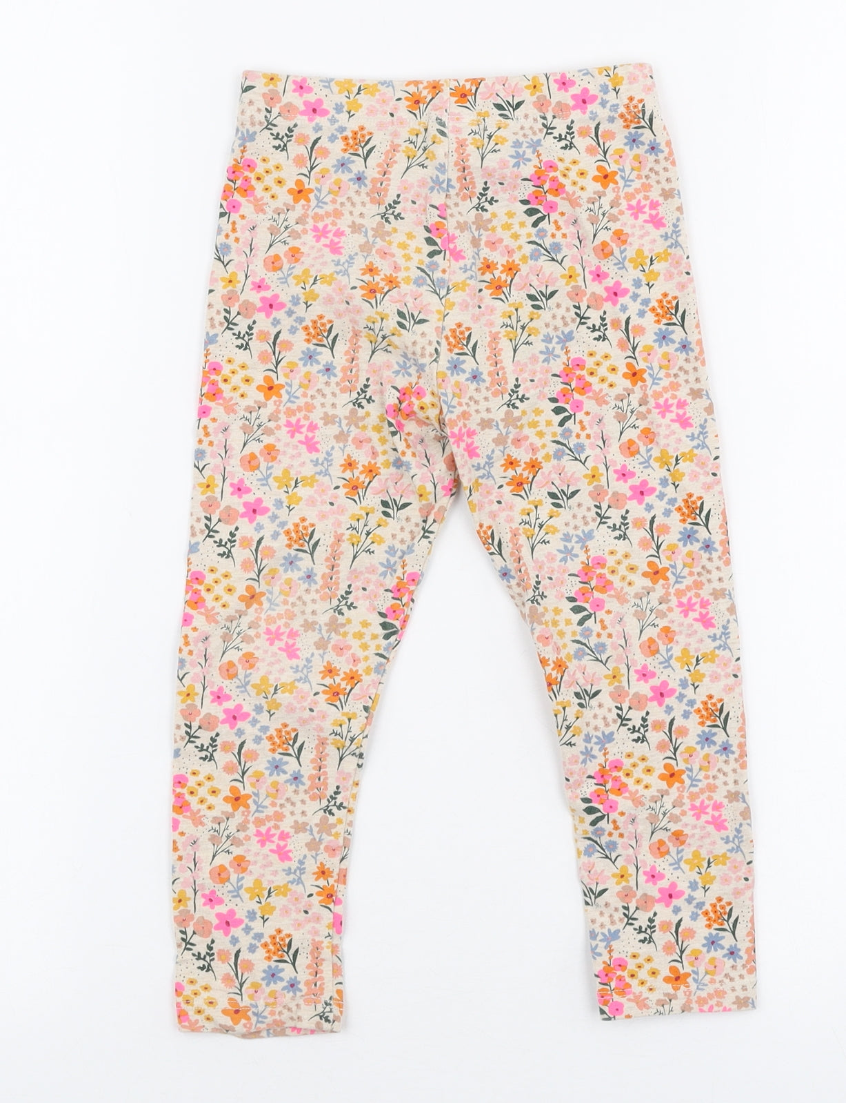 NEXT Girls Multicoloured Floral Cotton Jogger Trousers Size 3-4 Years  Slim Pullover - leggings