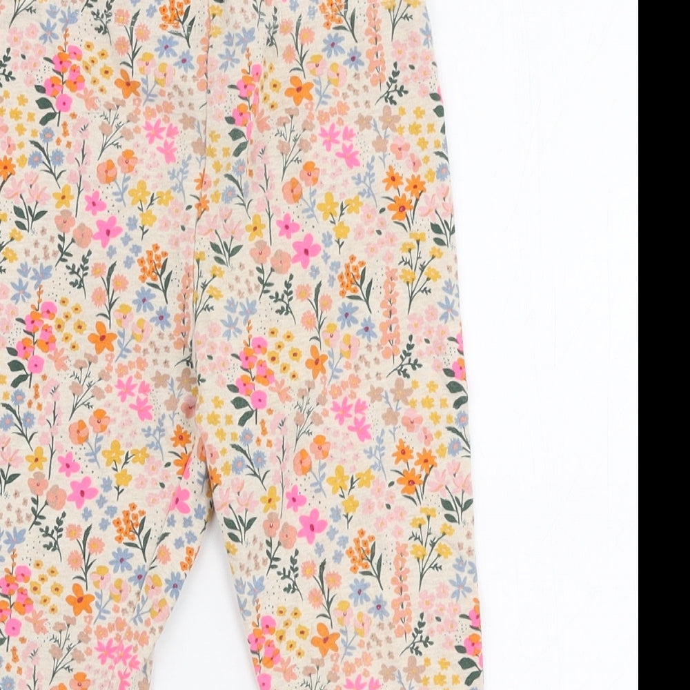 NEXT Girls Multicoloured Floral Cotton Jogger Trousers Size 3-4 Years  Slim Pullover - leggings