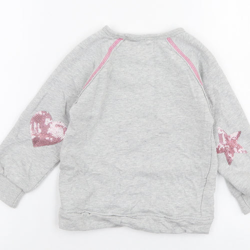 Hatley Girls Grey  Cotton Pullover Sweatshirt Size 4 Years  Pullover - Heart