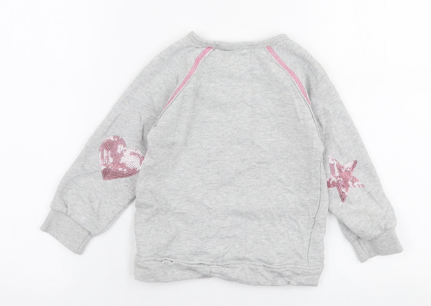Hatley Girls Grey  Cotton Pullover Sweatshirt Size 4 Years  Pullover - Heart