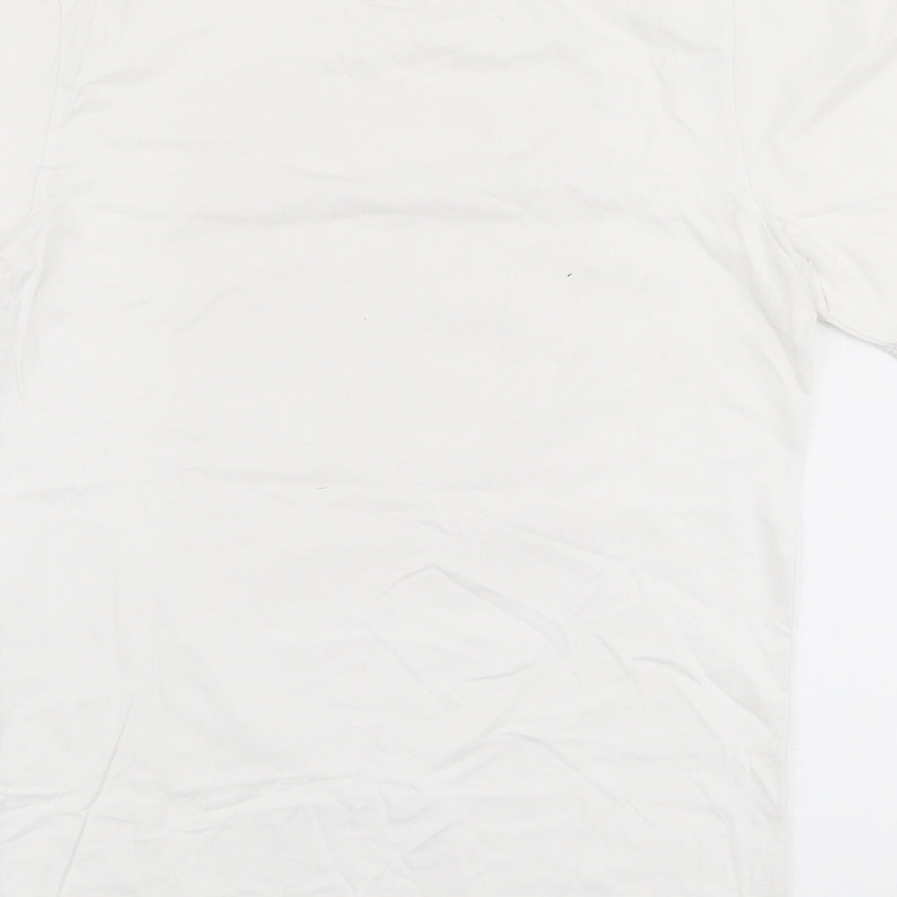Nike Mens White  Cotton  T-Shirt Size S Round Neck  - Desert