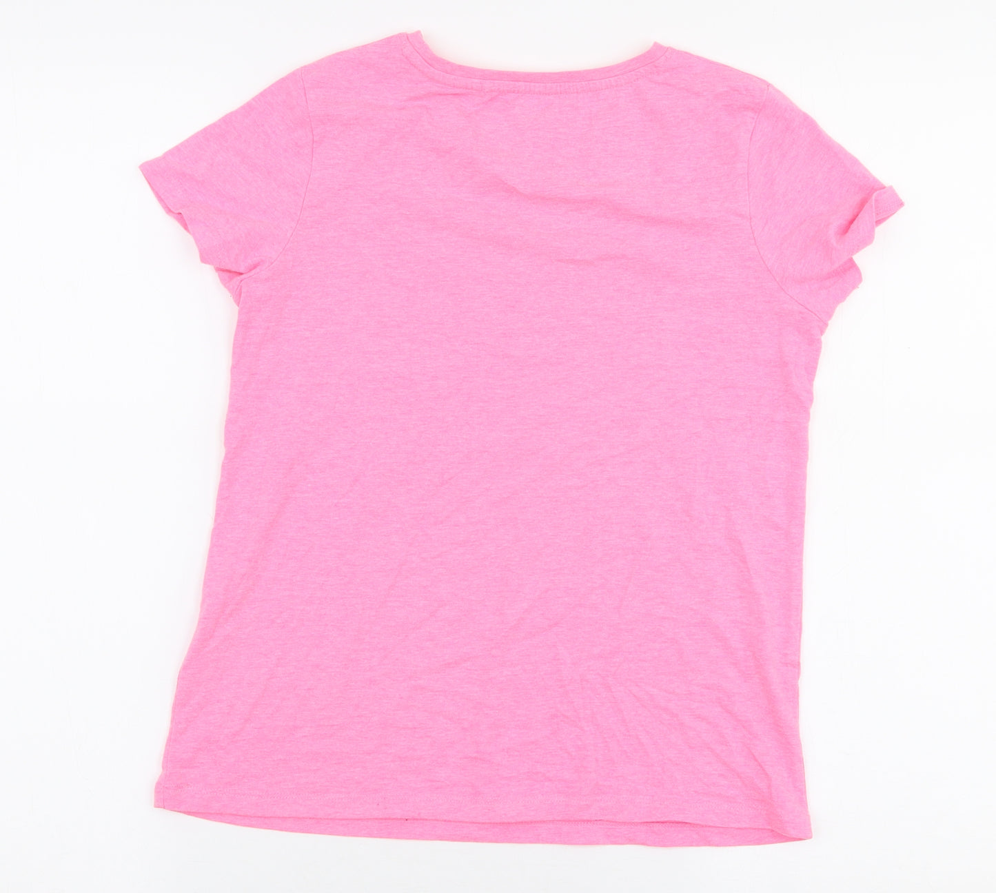 NEXT Girls Pink  Cotton Jersey T-Shirt Size 11 Years Round Neck Pullover - Rainbow