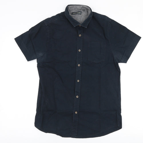 Industrialize Mens Blue  Polyester  Polo Size S Collared Button