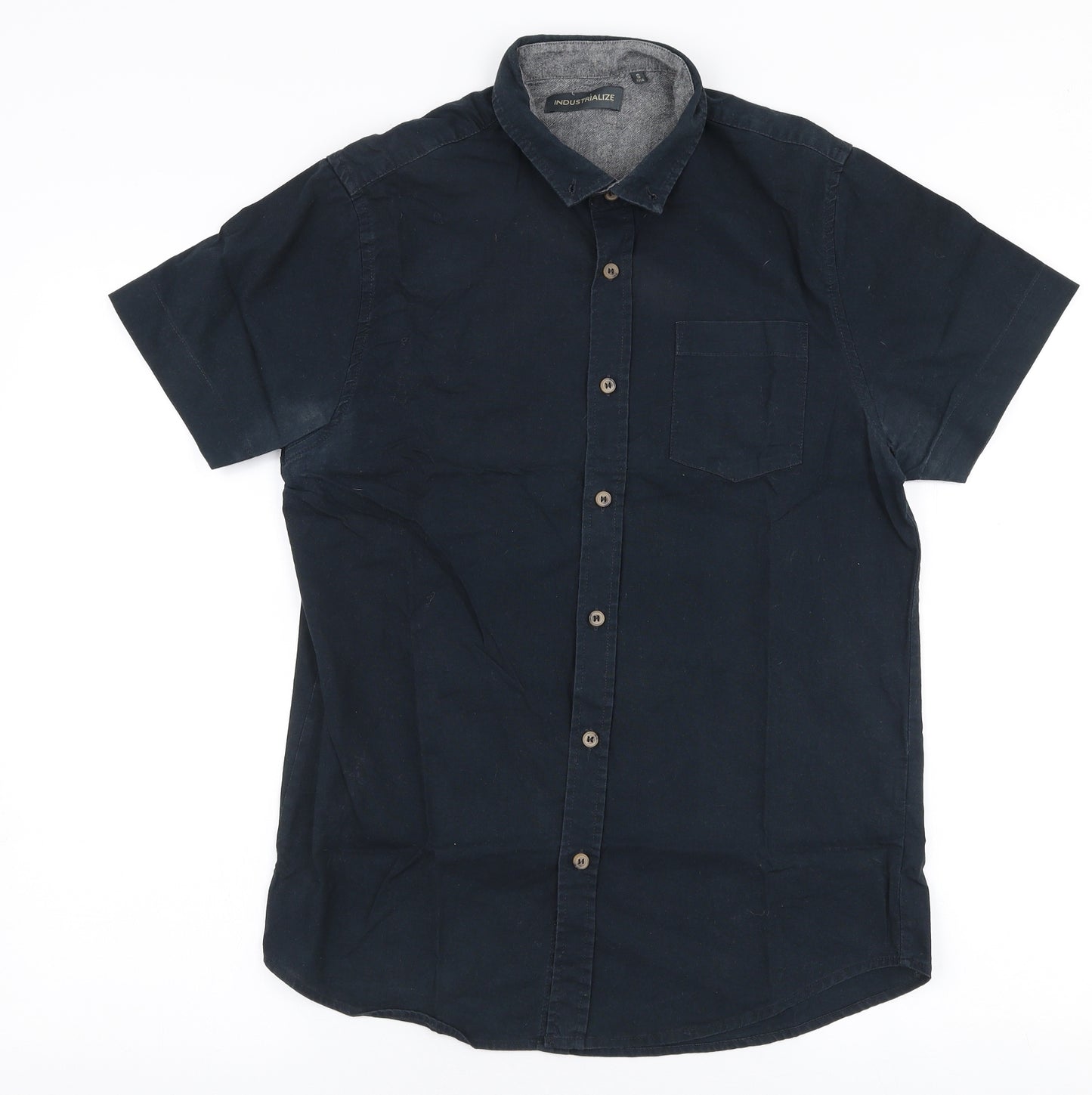 Industrialize Mens Blue  Polyester  Polo Size S Collared Button