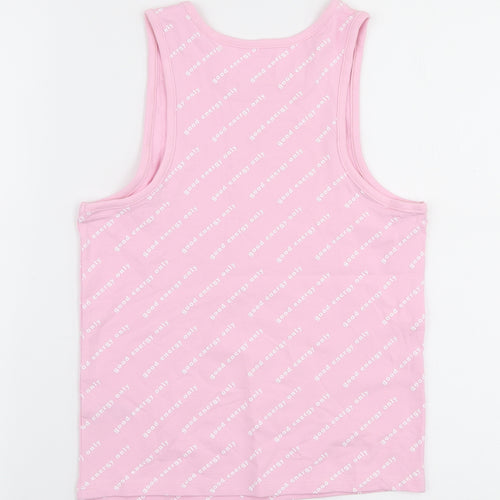 George Girls Pink  Cotton Jersey Tank Size 13-14 Years Round Neck Pullover - Good energy only
