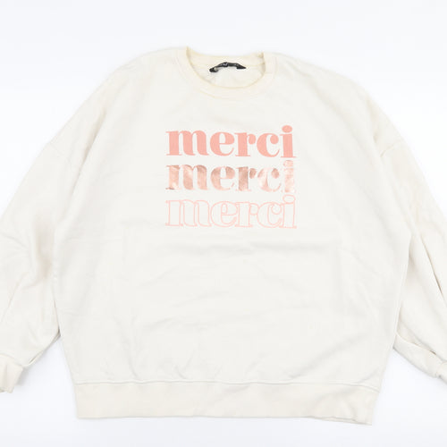 F&F Womens White  Cotton Pullover Sweatshirt Size 10  Pullover - Merci