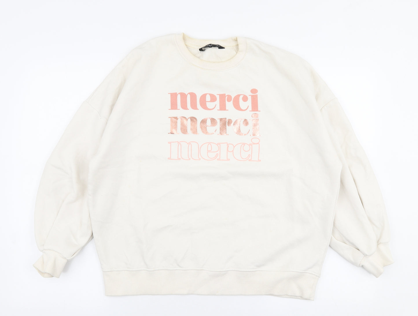 F&F Womens White  Cotton Pullover Sweatshirt Size 10  Pullover - Merci