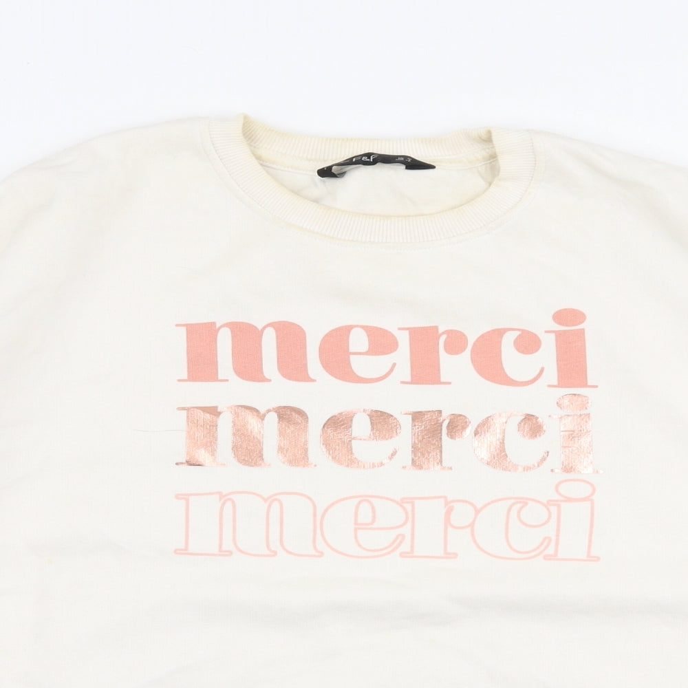 F&F Womens White  Cotton Pullover Sweatshirt Size 10  Pullover - Merci