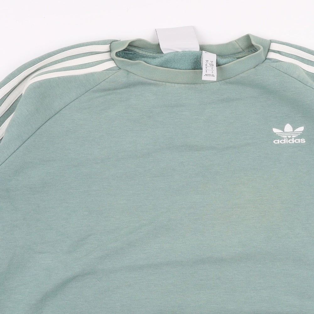 adidas Womens Green  Cotton Pullover Sweatshirt Size S  Pullover