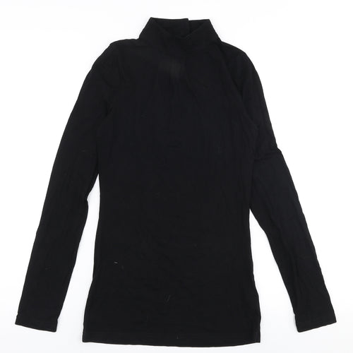 Oasis Womens Black  Viscose Jersey T-Shirt Size XS High Neck