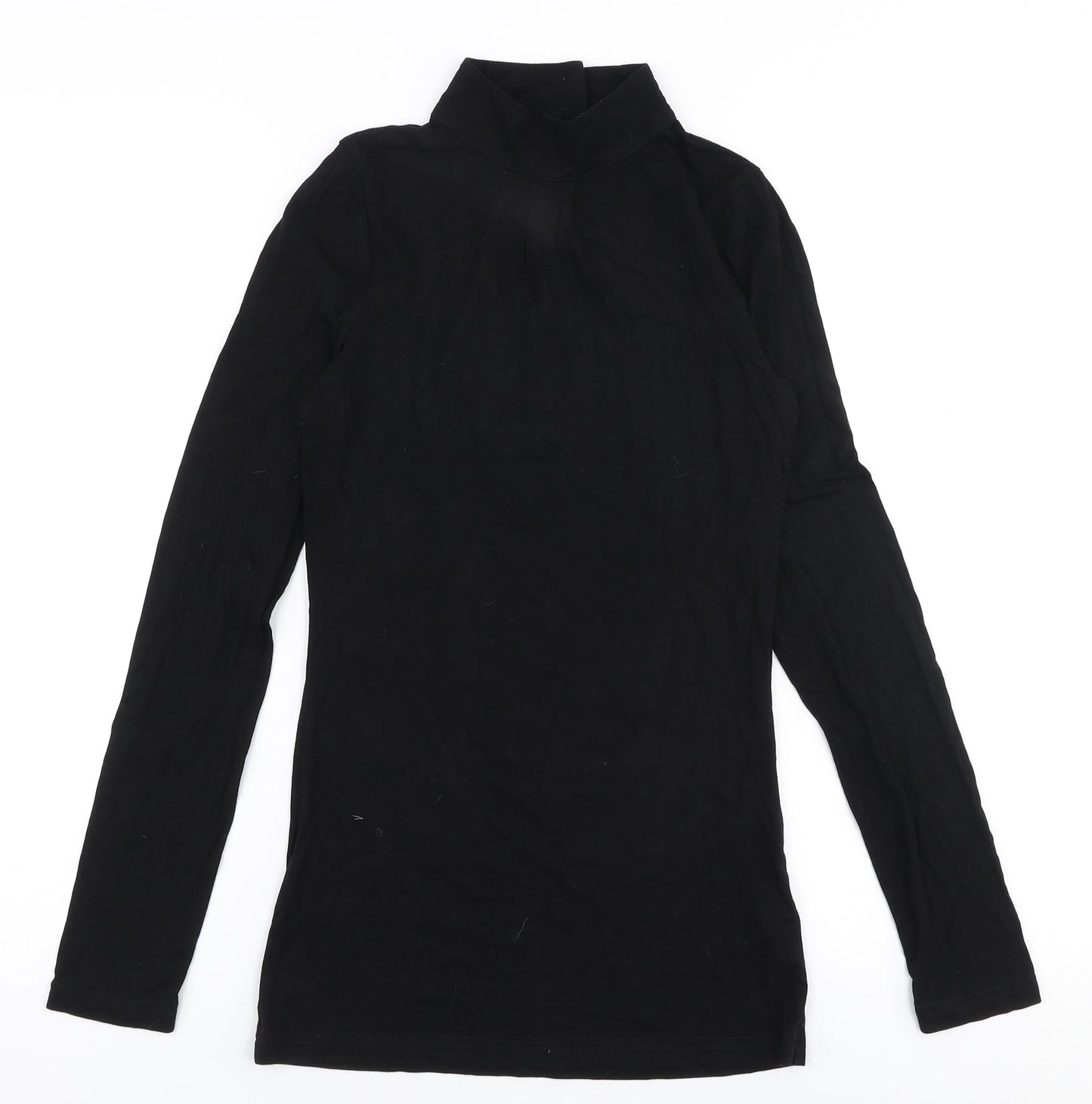 Oasis Womens Black  Viscose Jersey T-Shirt Size XS High Neck