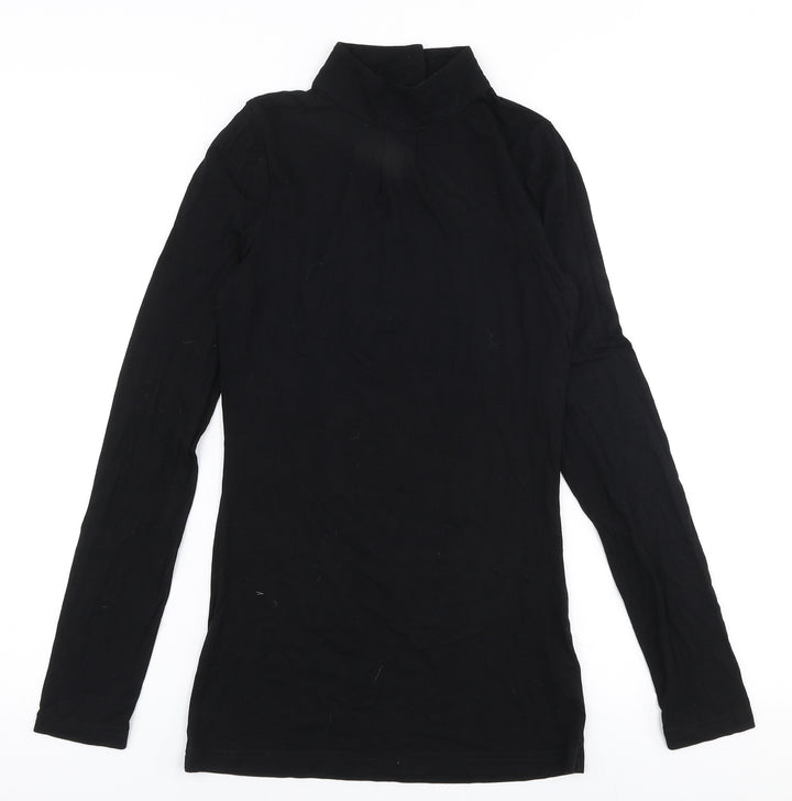 Oasis Womens Black Viscose Jersey T-Shirt Size XS High Neck