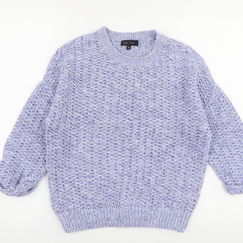 New Look Womens Purple Round Neck  Cotton Pullover Jumper Size 12