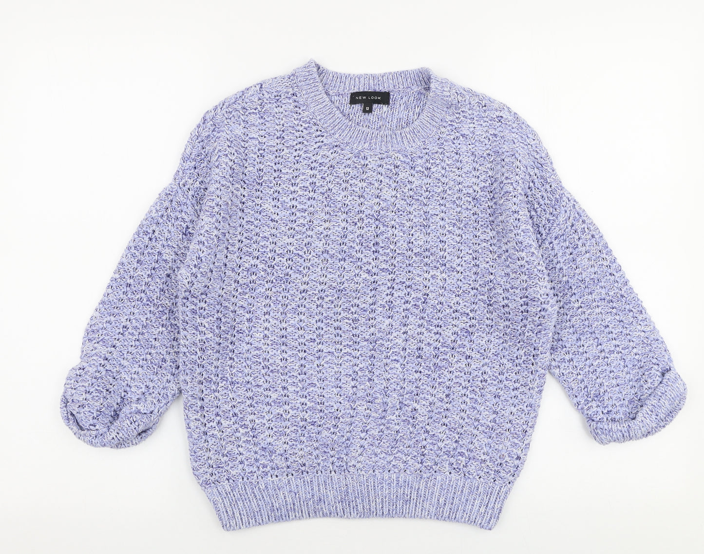 New Look Womens Purple Round Neck  Cotton Pullover Jumper Size 12