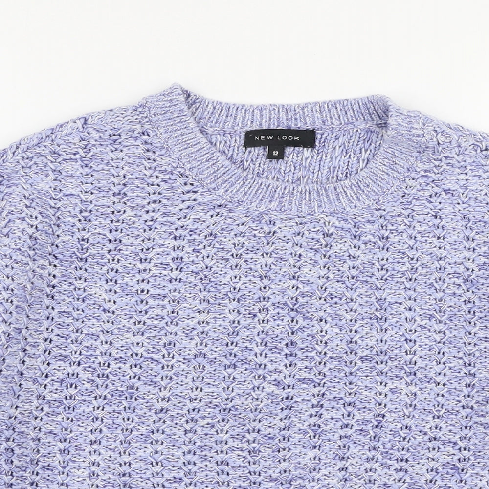 New Look Womens Purple Round Neck  Cotton Pullover Jumper Size 12