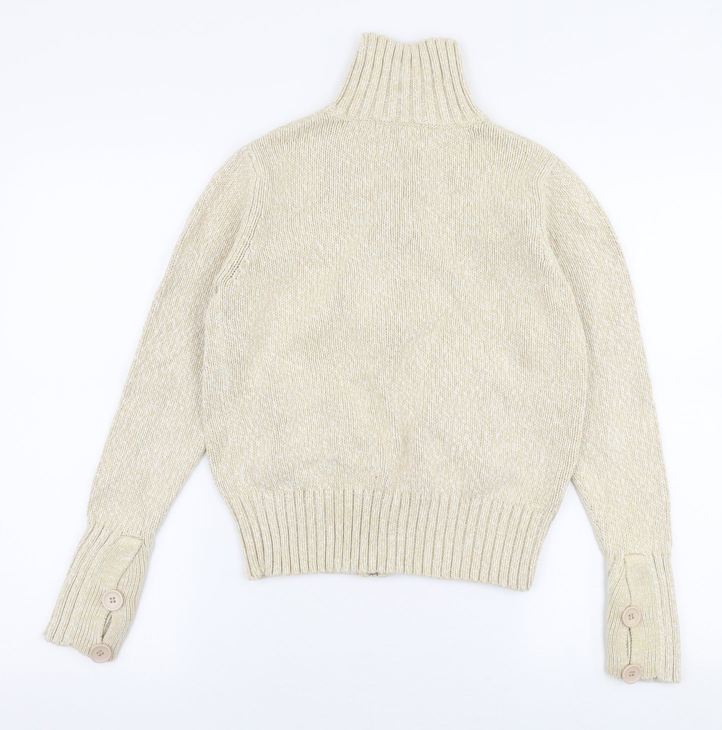 Papaya Womens Beige High Neck  100% Cotton Full Zip Jumper Size 12