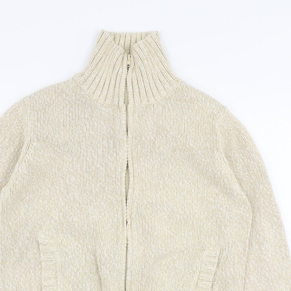 Papaya Womens Beige High Neck  100% Cotton Full Zip Jumper Size 12