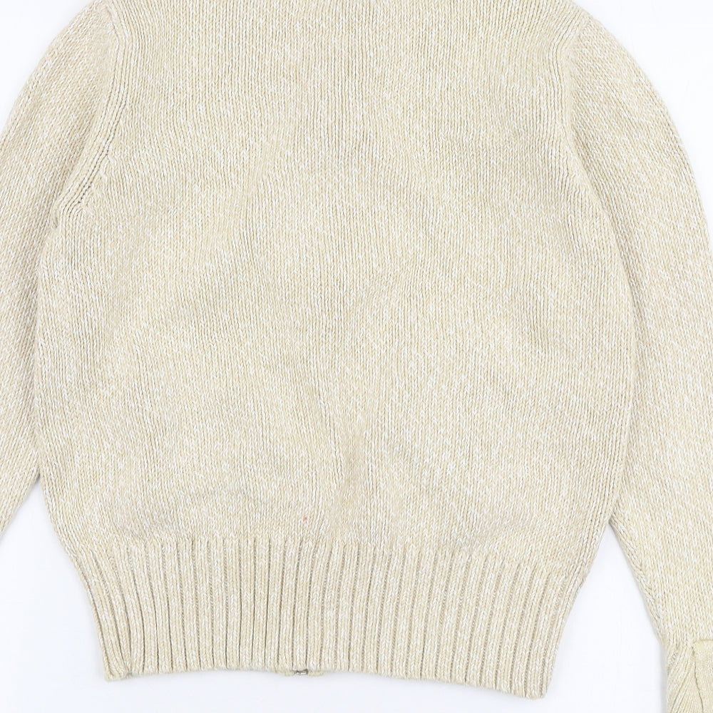 Papaya Womens Beige High Neck  100% Cotton Full Zip Jumper Size 12