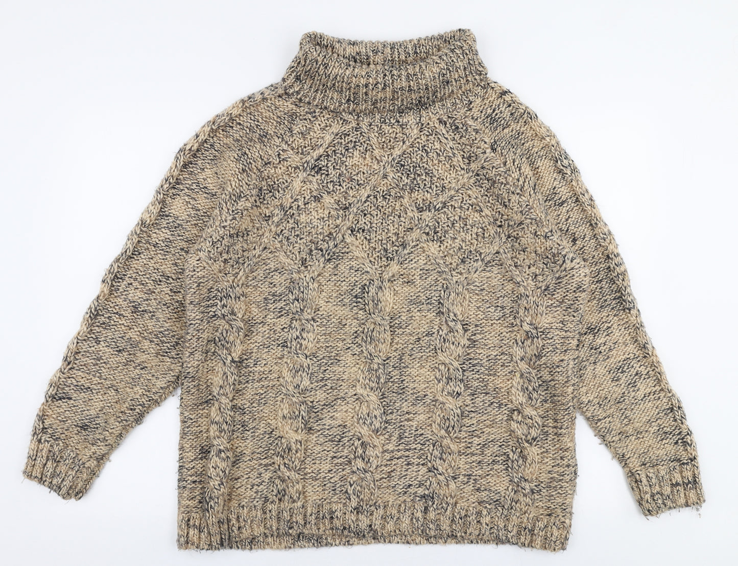 TU Womens Beige Roll Neck  Acrylic Pullover Jumper Size 14