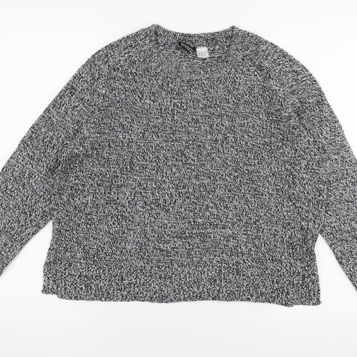 H&M Womens Grey Round Neck  Acrylic Pullover Jumper Size M
