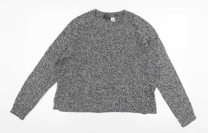 H&M Womens Grey Round Neck  Acrylic Pullover Jumper Size M